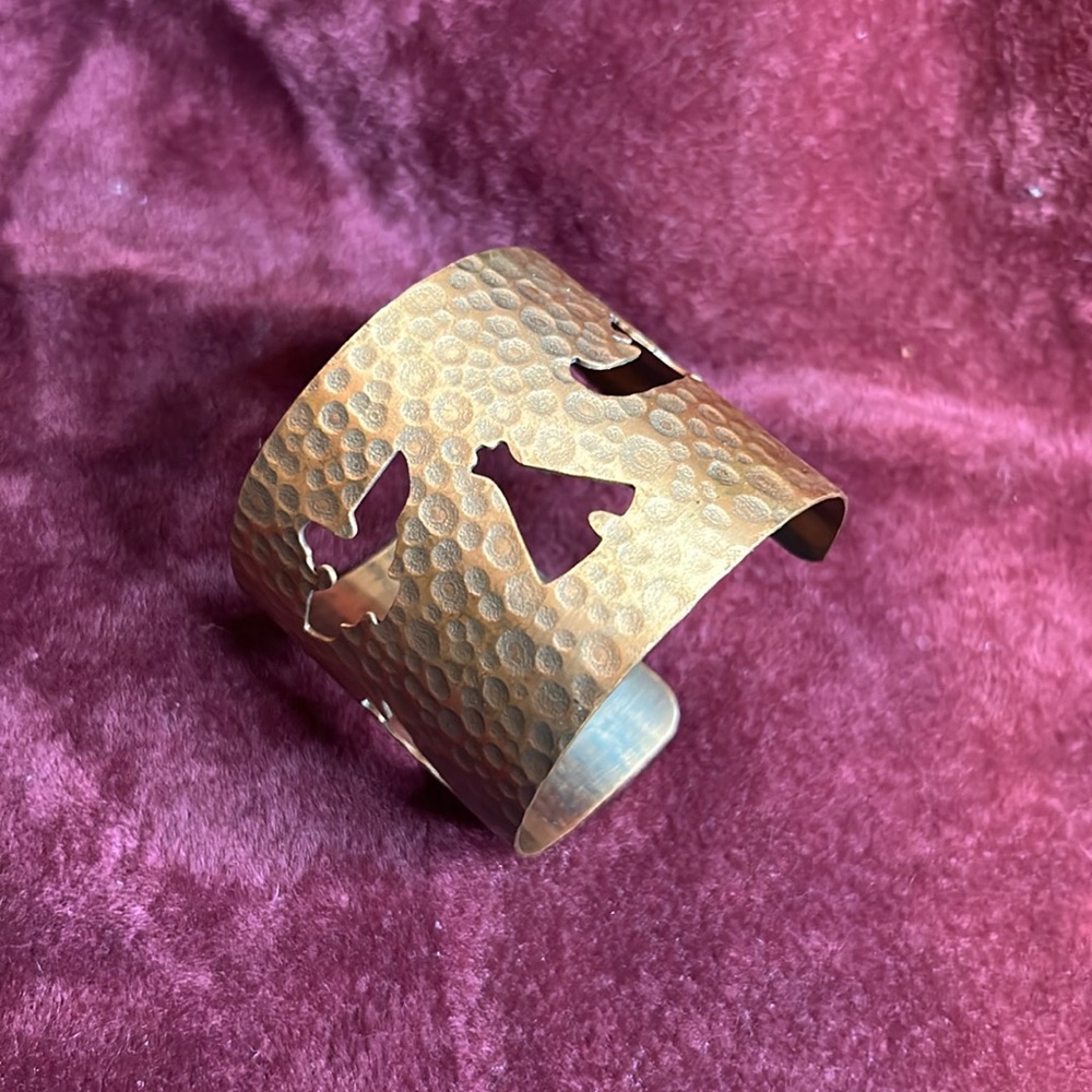1970’s Vintage Copper Native American Thunderbird Bracelet Hammered Copper Cuff